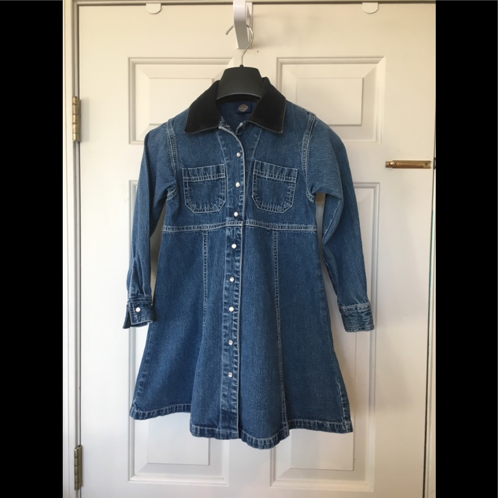 GAP kids Denim dress with black velvet collar Sz.S